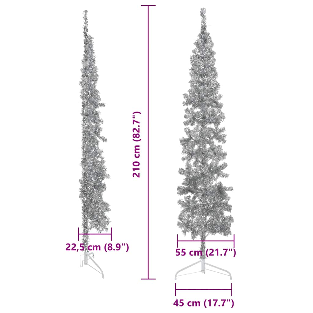 Mākslīgā Ziemassvētku Egle, Statīvs, Pusapaļa, Sudraba, 210 Cm Vidaxl