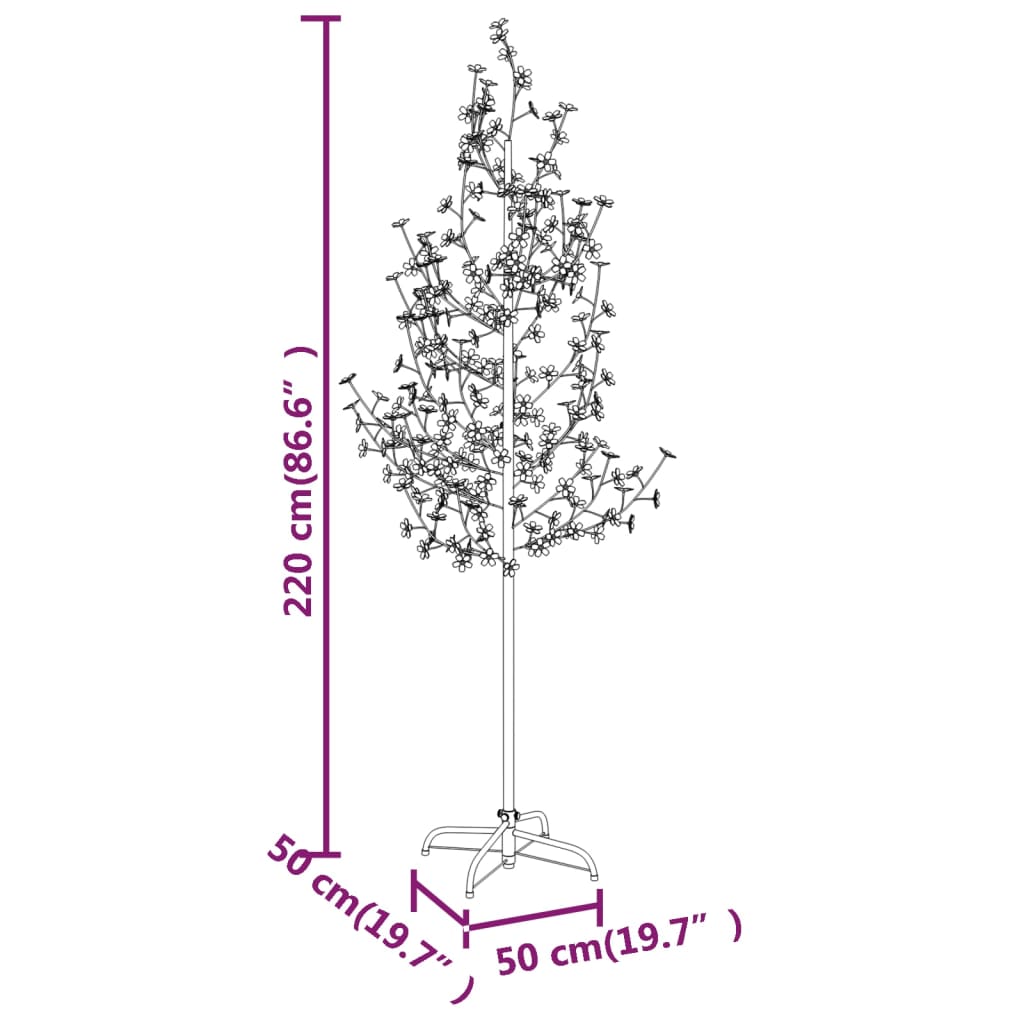 Mākslīgais Ķirsis, 220 Silti Baltas Led, 220 Cm Vidaxl