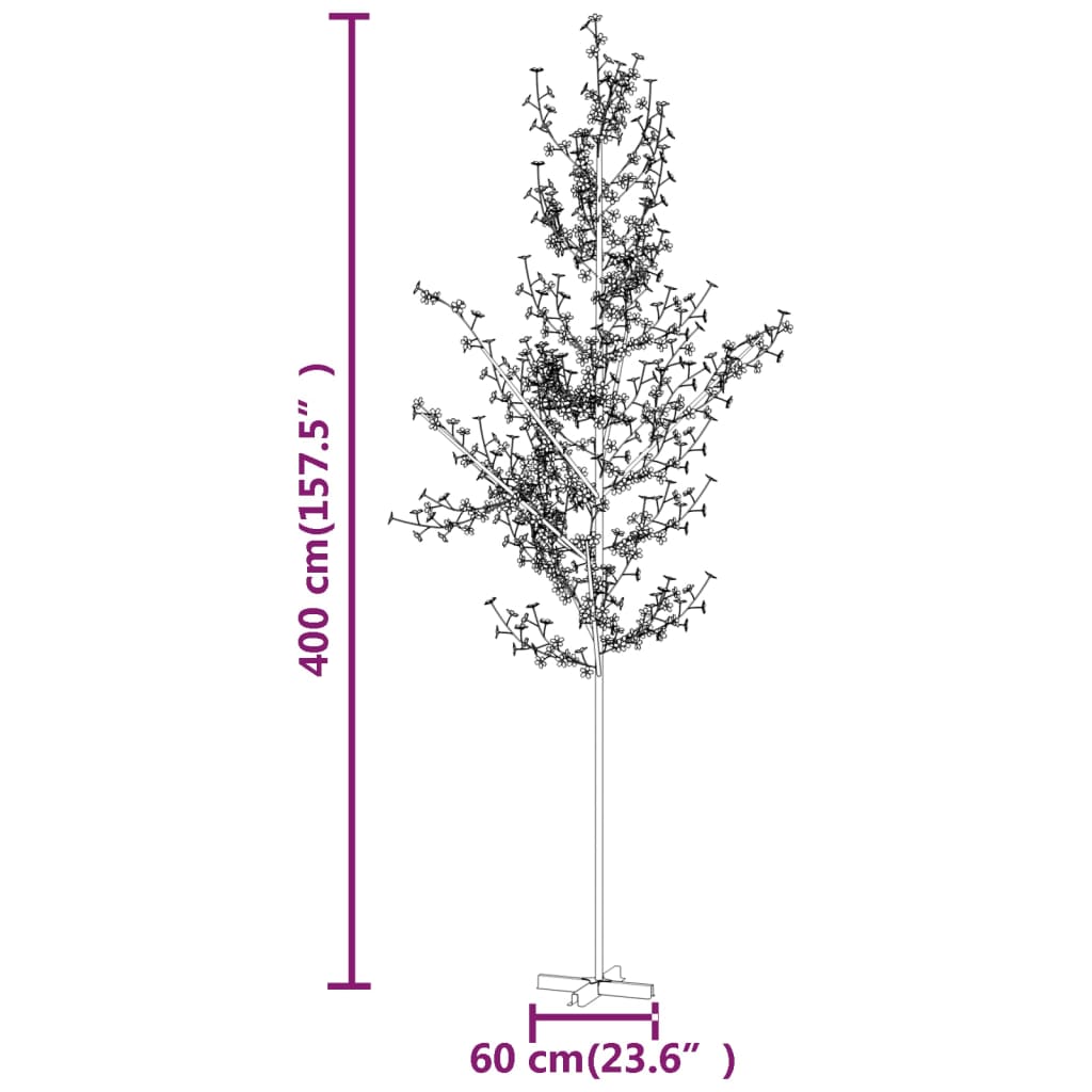 Mākslīgais Ķirsis, 672 Silti Baltas Led, 400 Cm Vidaxl