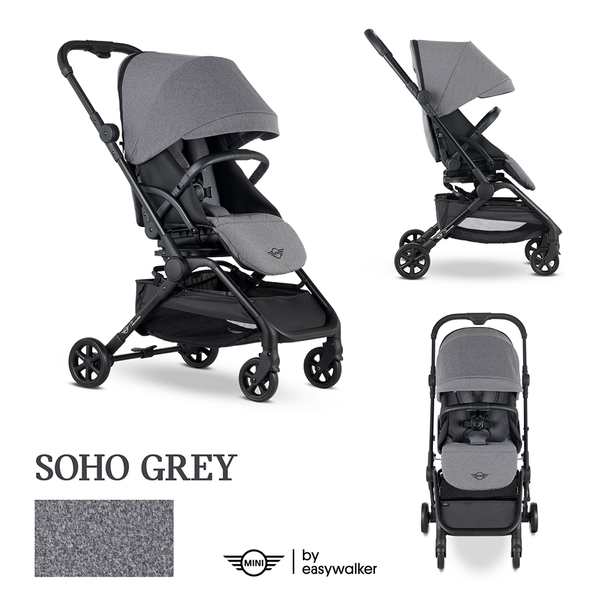 Mini by Easywalker Buggy Turn Kompaktowy Wózek Spacerowy z Obrotowym Siedziskiem 360 Soho Grey