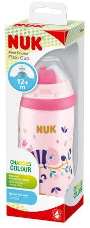 Nuk Kubek Flexi Cup 300 ml z Silikonową Słomką Kameleon Różowy 12m