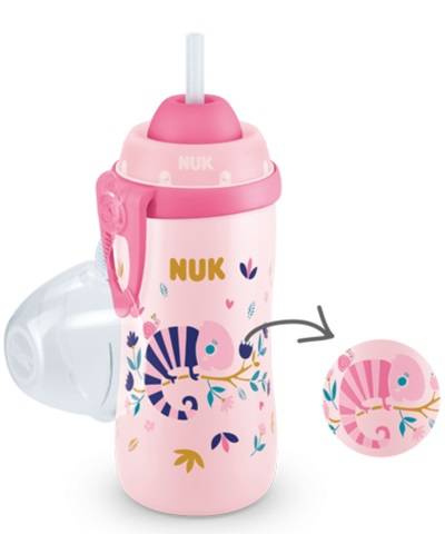 Nuk Kubek Flexi Cup 300 ml z Silikonową Słomką Kameleon Różowy 12m