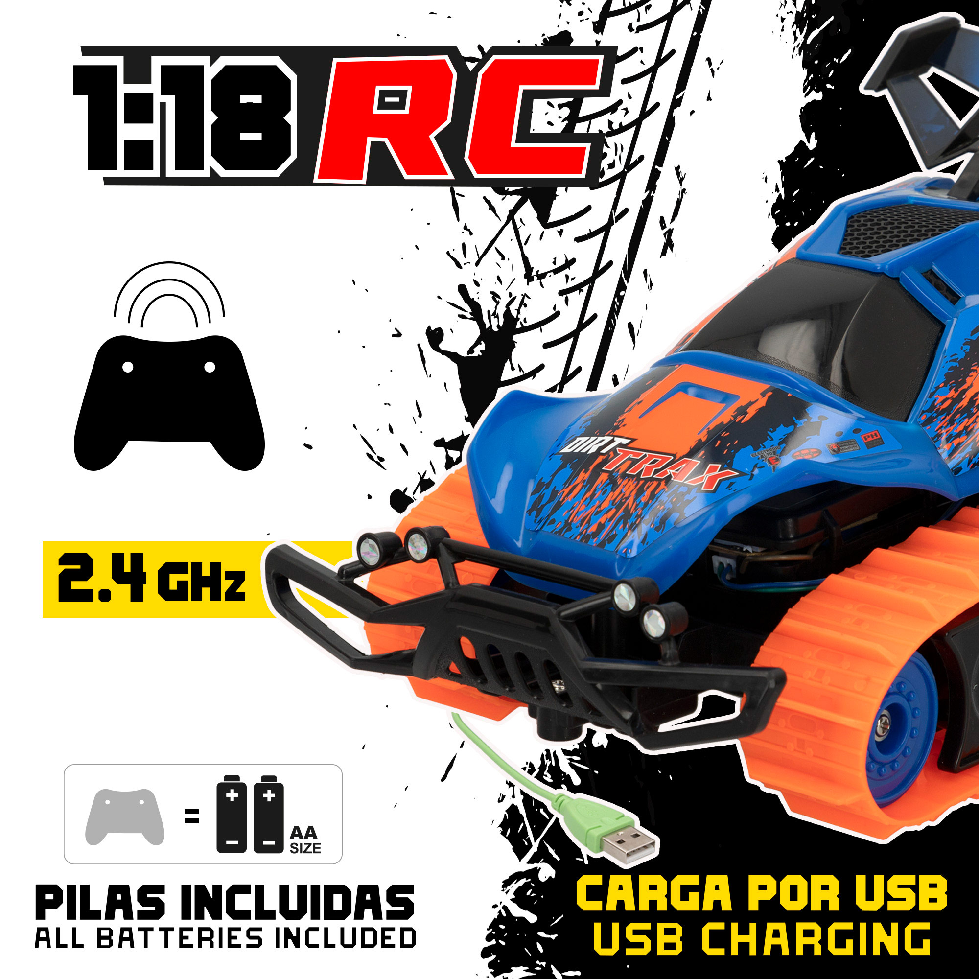 Радиоуправляемая машина с гусеничными колесами Dirt Trax 6 направ. USB 28 cm 6+ CB46802