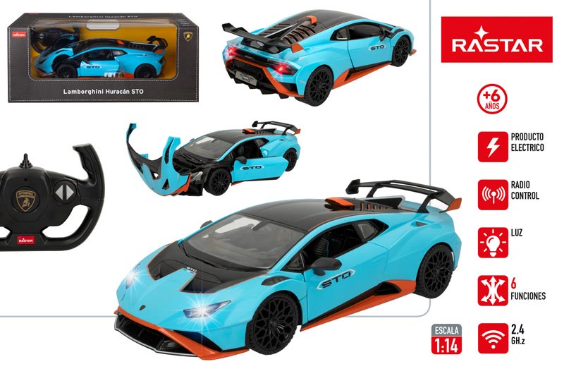 Радиоуправляемая машина LAMBORGHINI HURACAN STO (blue) 1:14 6 напр., фары, двери, капот батарейки, 6+ CB46978