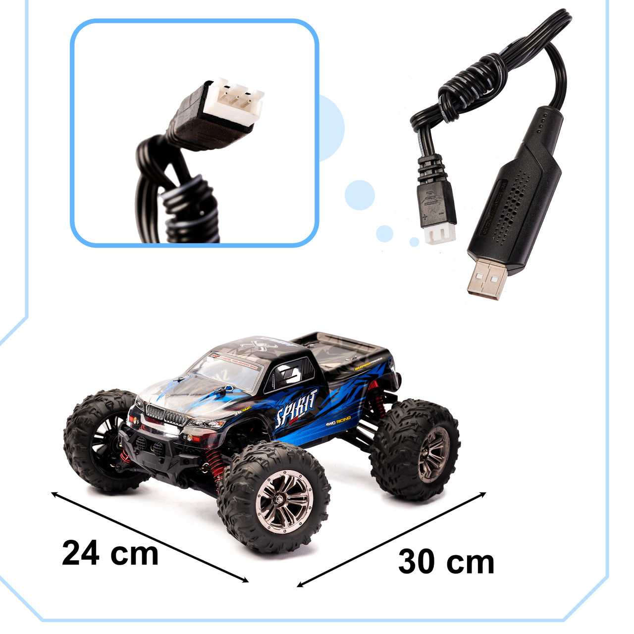 RC auto Q901 bezass 1:16 2.4G 4CH 52km/h zils