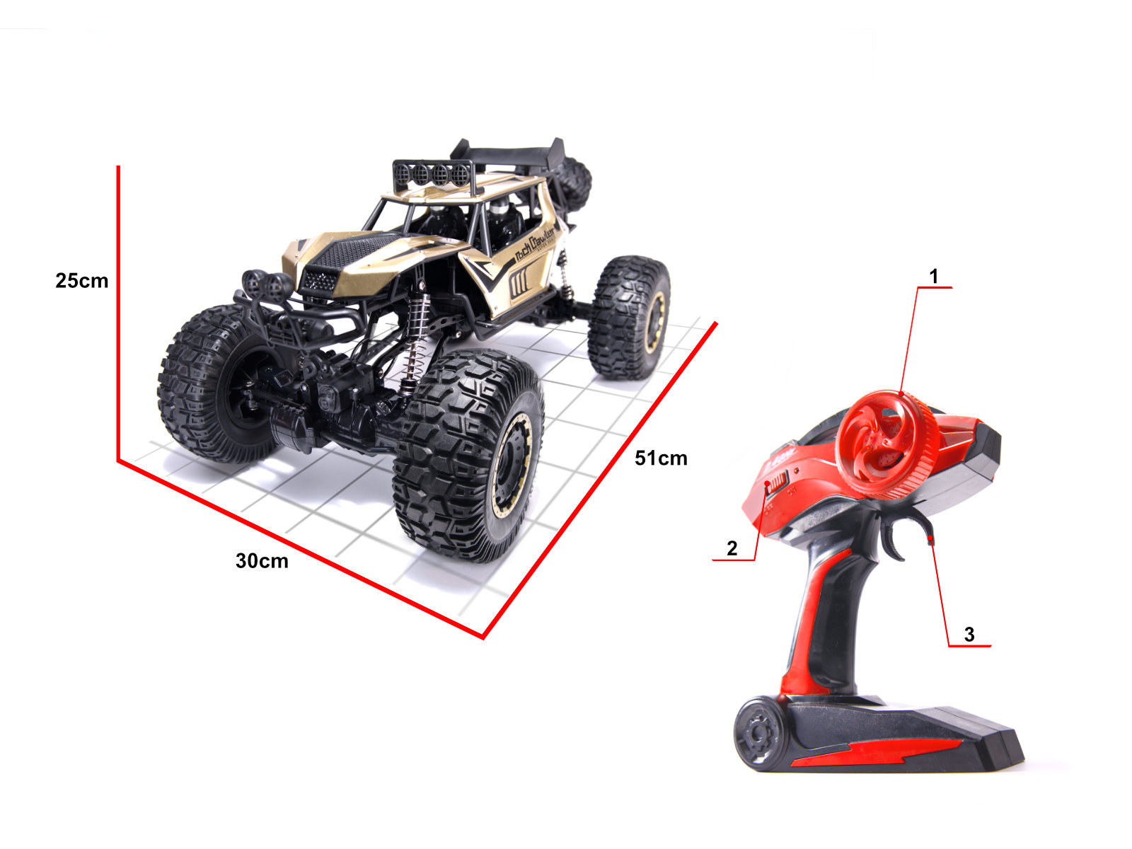 RC auto Rock Crawler 2.4GHz 1:8 51cm zelts