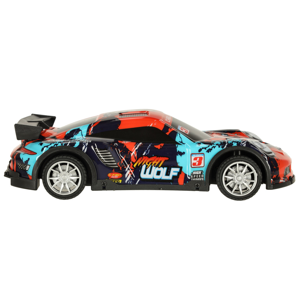 RC sporta auto zilā un sarkanā krāsā