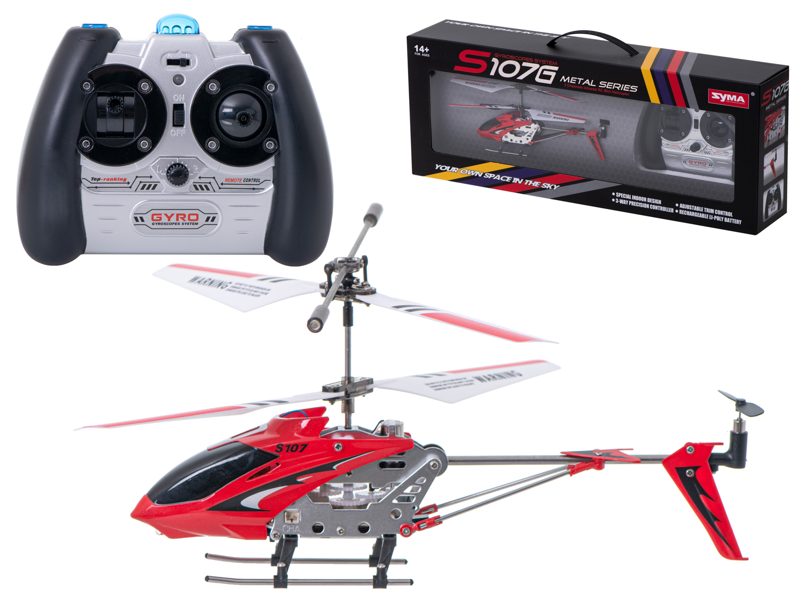 SYMA S107G RC helikopters sarkans