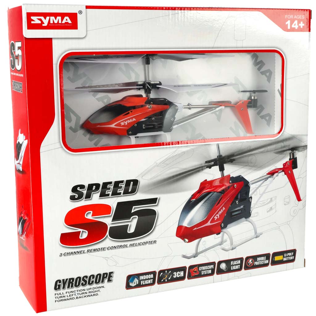 SYMA S5 RC helikopters 3CH sarkans