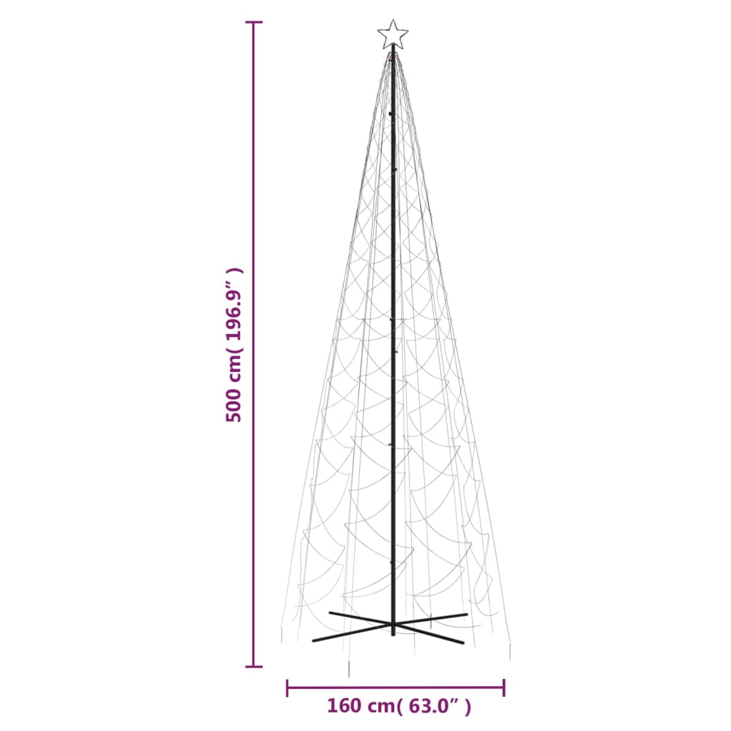 Ziemassvētku Egle, 1400 Krāsainas Led Lampiņas, 160X500 Cm Vidaxl