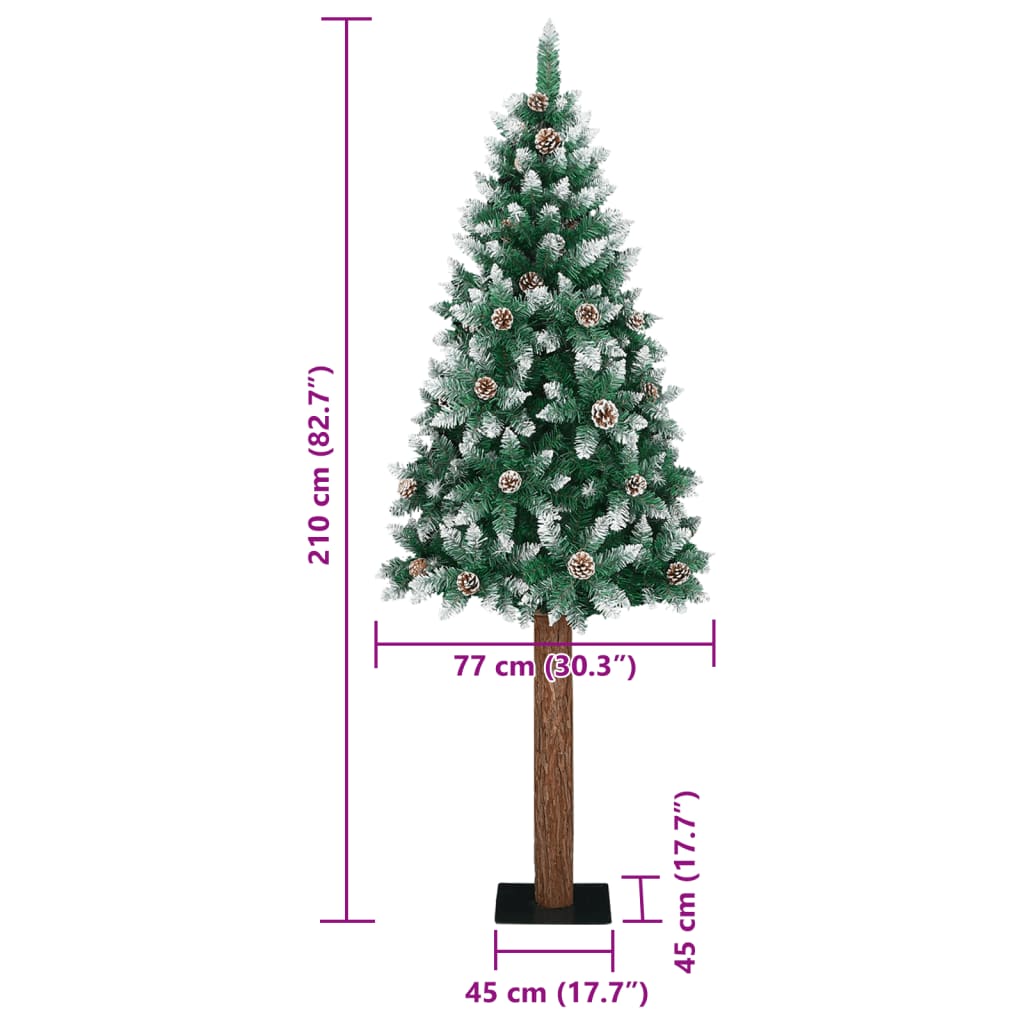 Ziemassvētku Egle Ar Dabīgu Koku Un Sniegu, Zaļa, 210 Cm Vidaxl