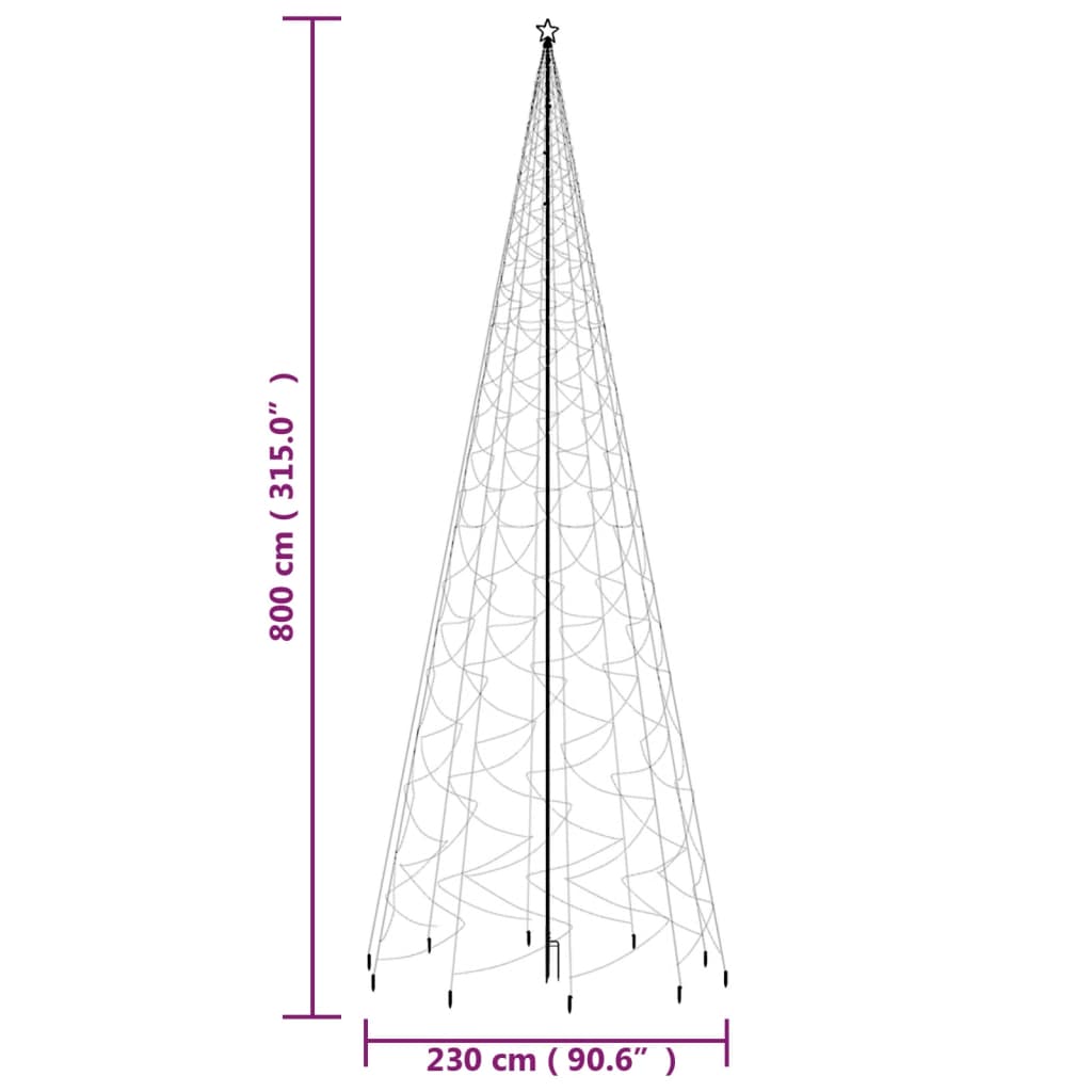 Ziemassvētku Egle Ar Pīķi, 3000 Silti Baltas Led, 800 Cm Vidaxl