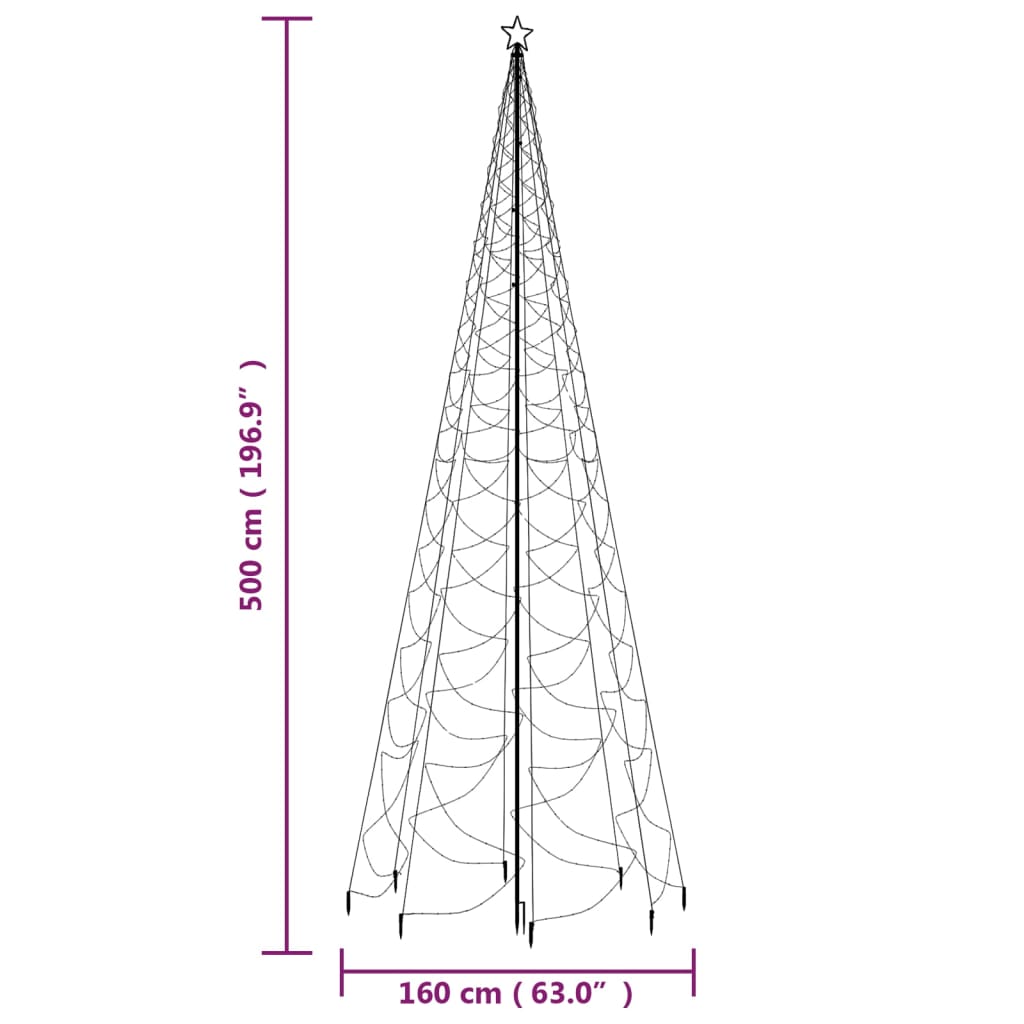 Ziemassvētku Eglīte Ar Metāla Kātu, 1400 Krāsainas Led, 5 M Vidaxl