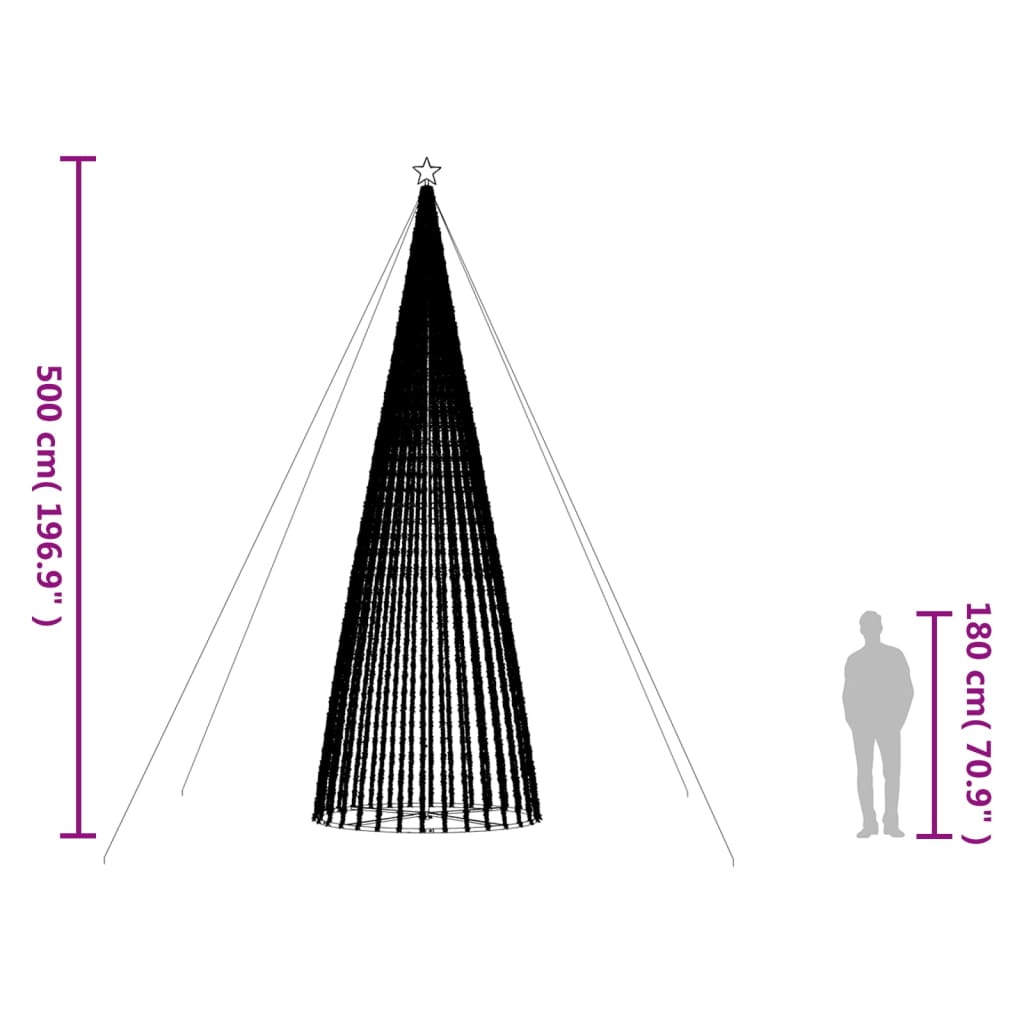 Ziemassvētku Eglītes Dekorācija, 1544 Led, Silti Baltas, 500 Cm Vidaxl