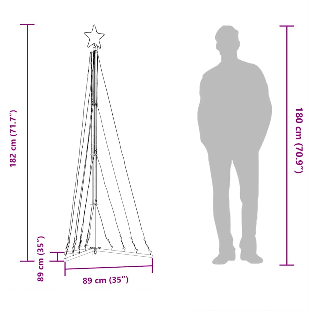 Ziemassvētku Eglītes Gaisma 339 Led Auksti Balts 182 Cm Vidaxl