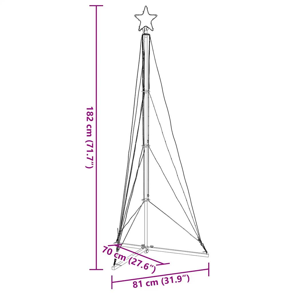 Ziemassvētku Eglītes Gaisma 363 Led Auksti Balts 180 Cm Vidaxl