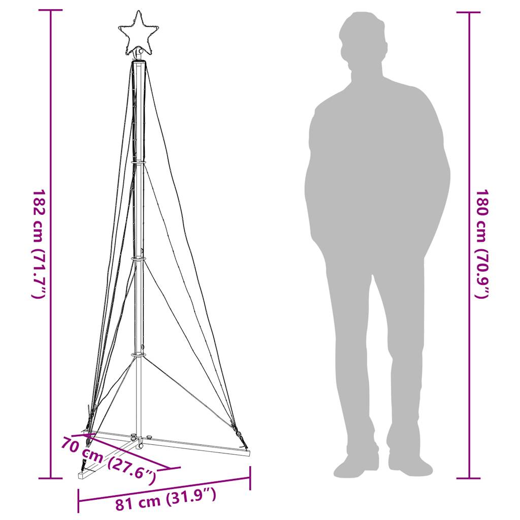 Ziemassvētku Eglītes Gaisma 363 Led Auksti Balts 180 Cm Vidaxl