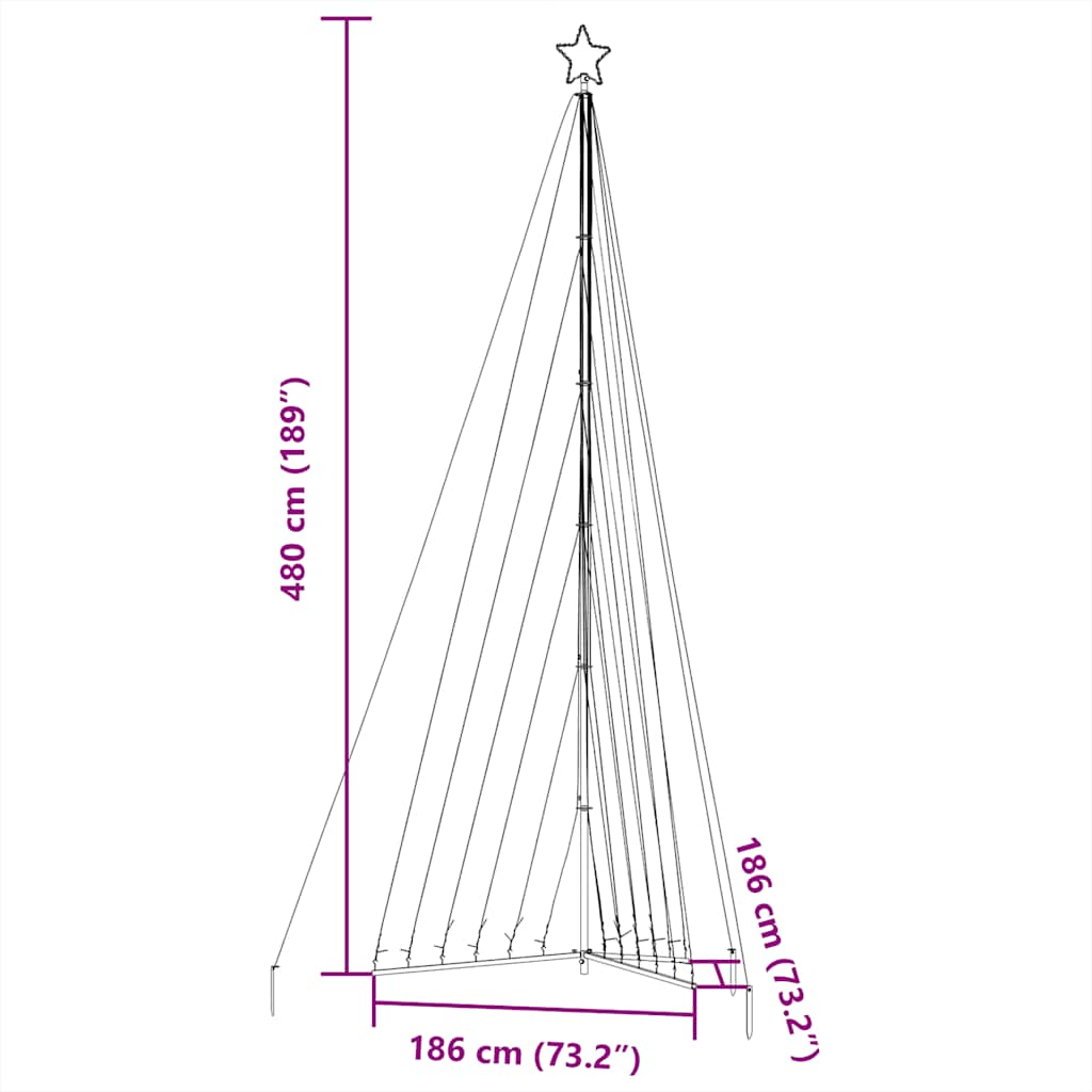 Ziemassvētku Eglītes Gaisma 789 Led Auksti Balts 480 Cm Vidaxl