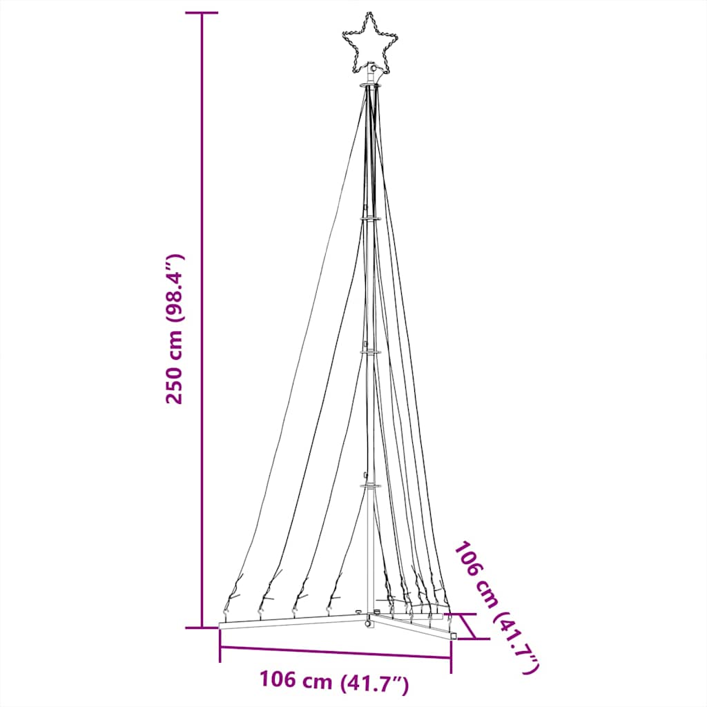 Ziemassvētku Eglītes Gaismiņas, 447 Led, Silti Baltas, 250 Cm Vidaxl