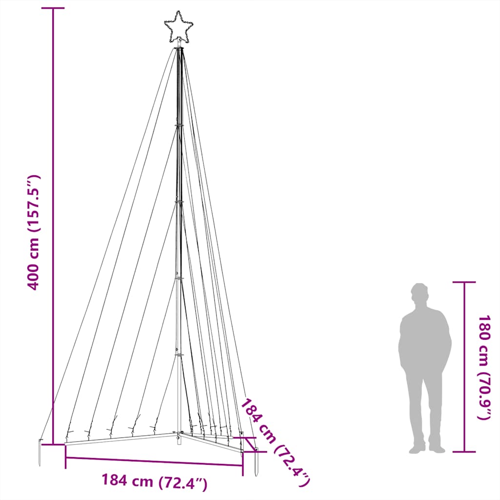 Ziemassvētku Eglītes Gaismiņas, 570 Led, Krāsainas, 400 Cm Vidaxl