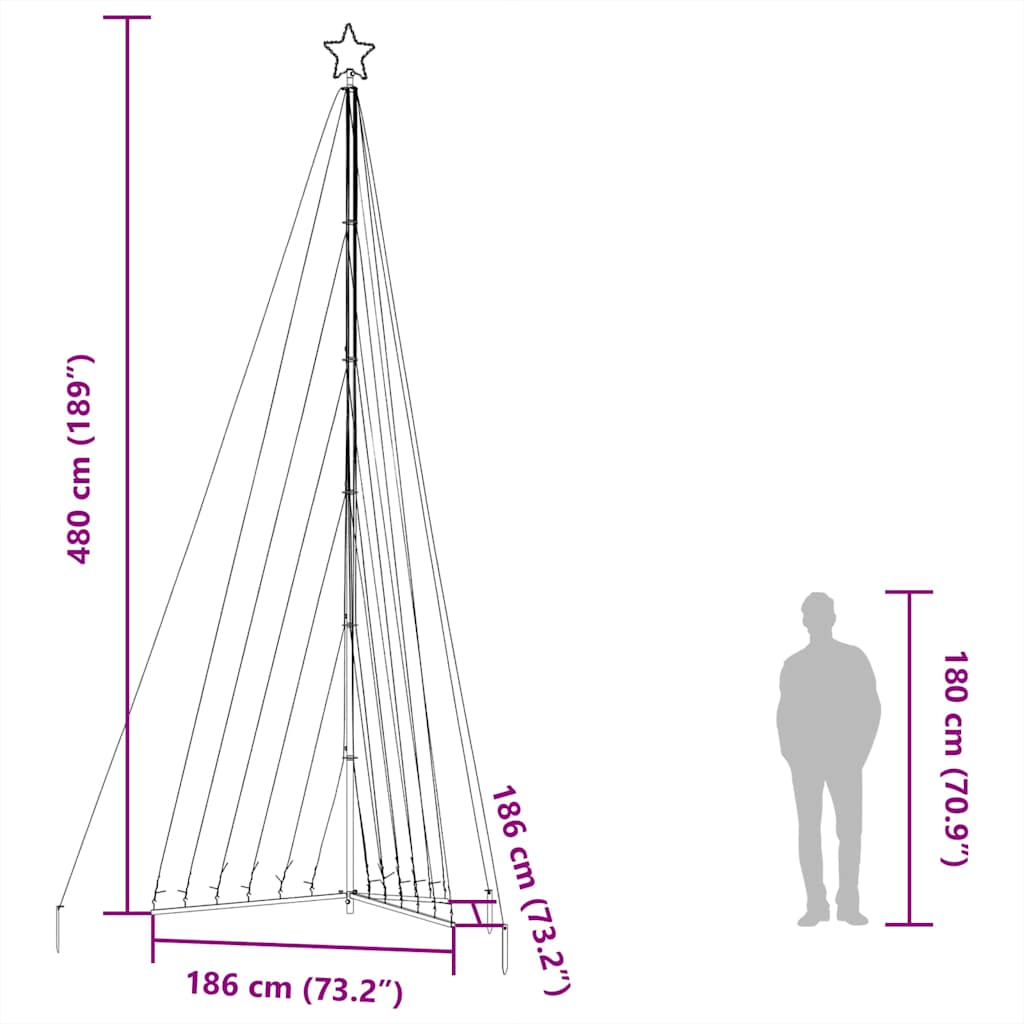 Ziemassvētku Eglītes Gaismiņas, 789 Led, Krāsainas, 480 Cm Vidaxl