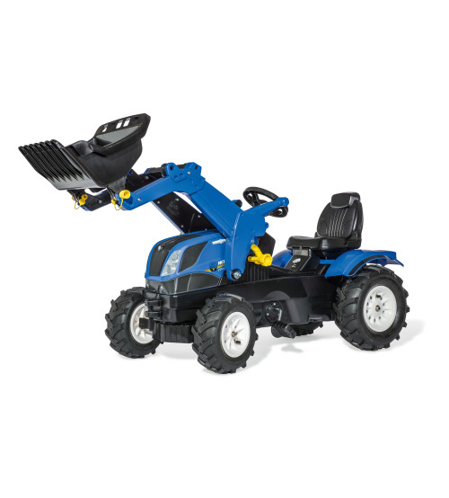 Traktors Bērniem ar pedāļiem ar kausu un piepuš. riteņ. Rolly Toys rollyFarmtrac New Holland (3 - 8 gadiem) 611270