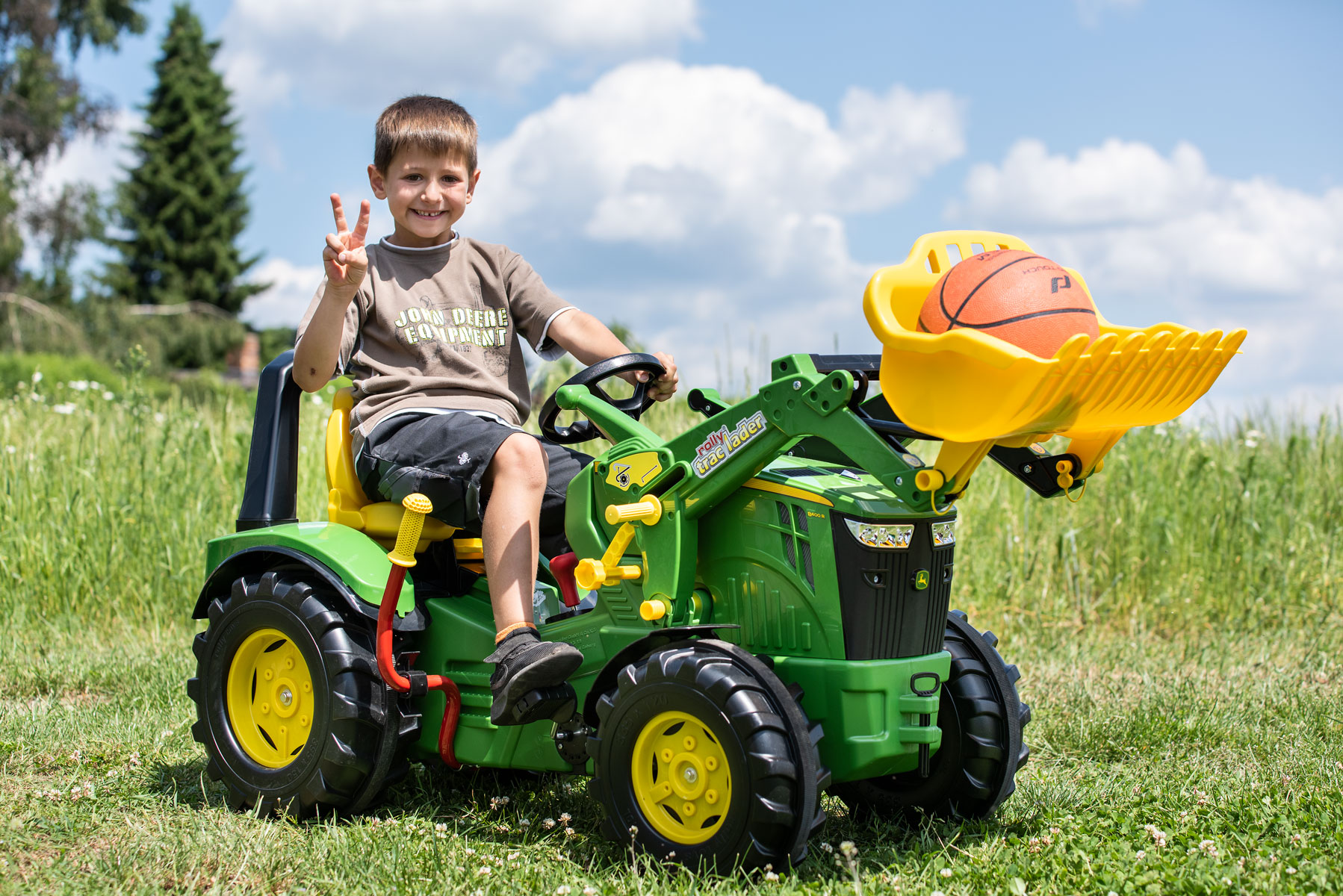 Детский Трактор на педалях с ковшом RollyX-Trac Premium John Deere 8400R (3 - 10 лет)