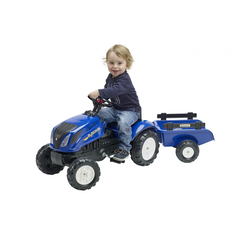 Traktors ar pedāļiem ar piekabi FALK New Holland Blue