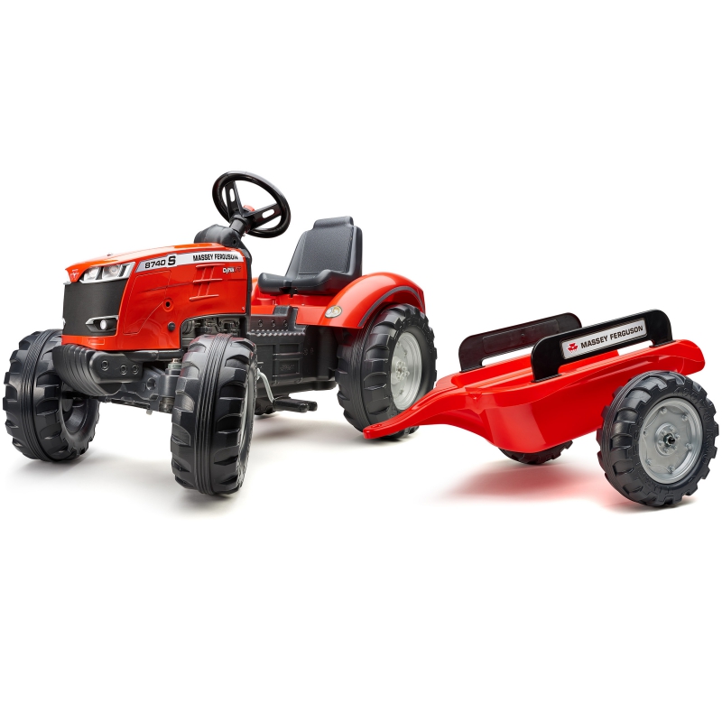 Traktors ar pedāļiem ar piekabi FALK Massey Ferguson Red