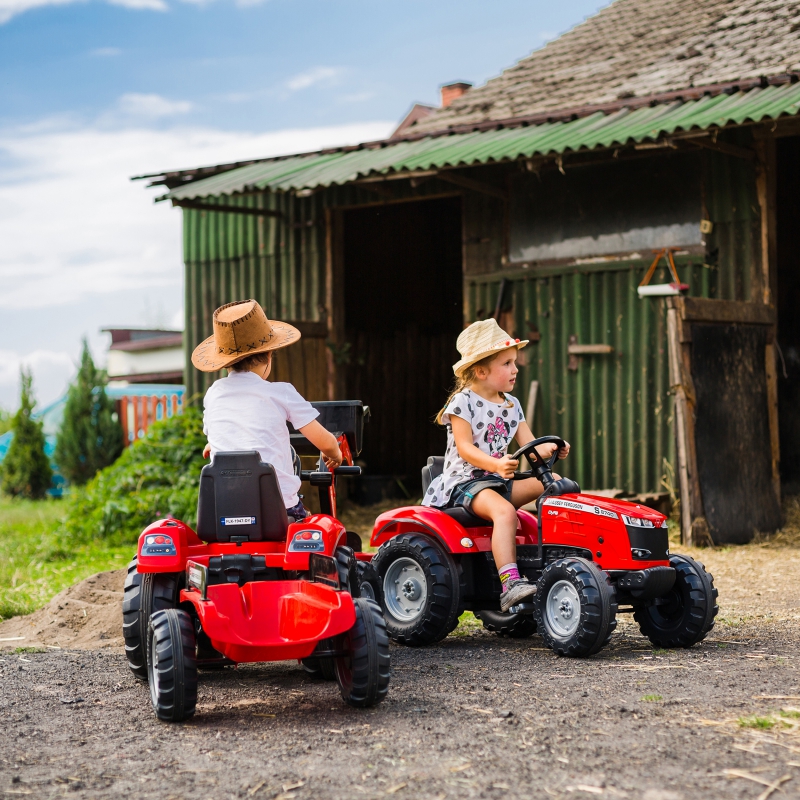 Трактор с педалями с прицепом FALK Massey Ferguson Red