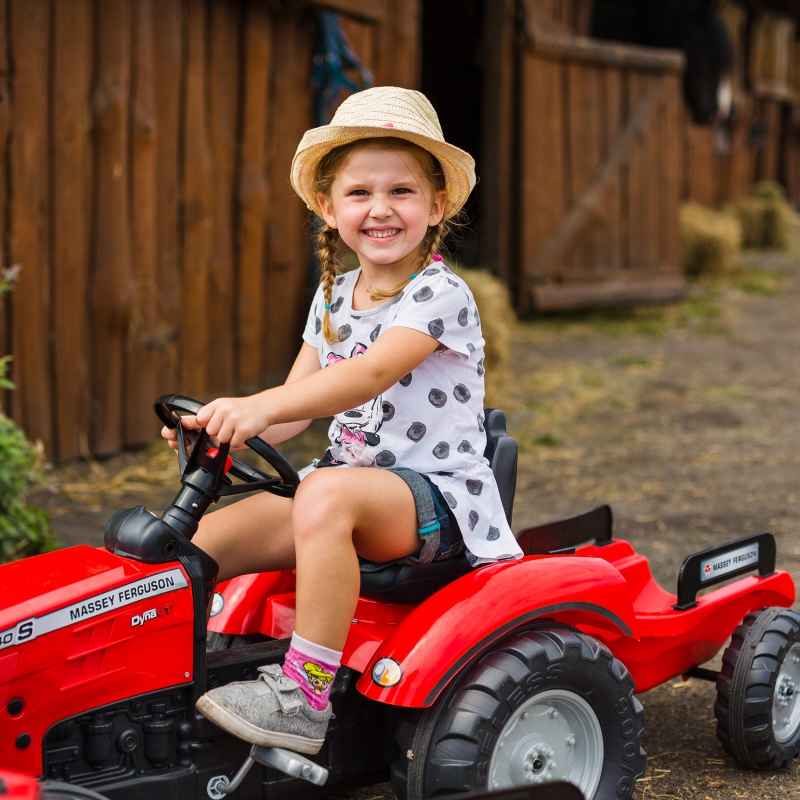 Трактор с педалями с прицепом FALK Massey Ferguson Red