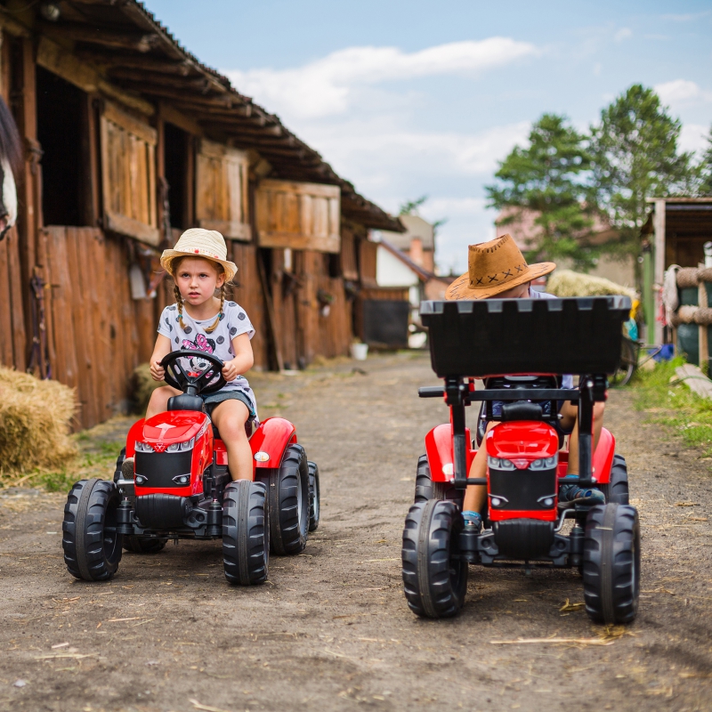 Трактор с педалями с прицепом FALK Massey Ferguson Red