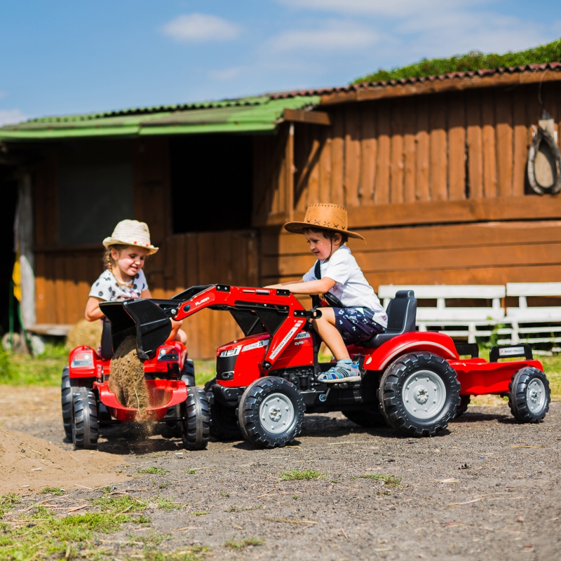 Трактор с педалями с прицепом FALK Massey Ferguson Red