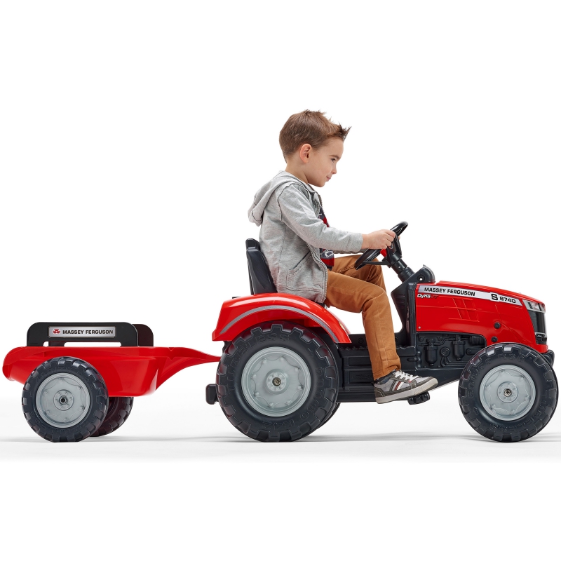 Трактор с педалями с прицепом FALK Massey Ferguson Red