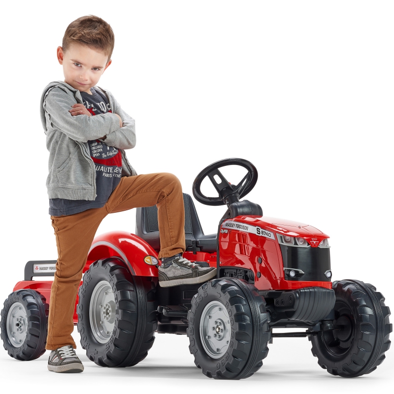 Трактор с педалями с прицепом FALK Massey Ferguson Red