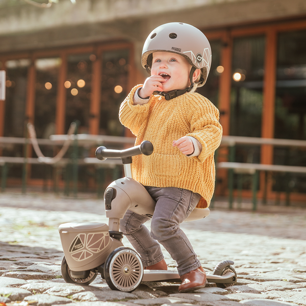 Scootandride Highwaykick 1 Lifestyle 2w1 Jeżdzik i Hulajnoga Trójkołowa z Zamykanym Schowkiem 1-5 lat Brown Lines