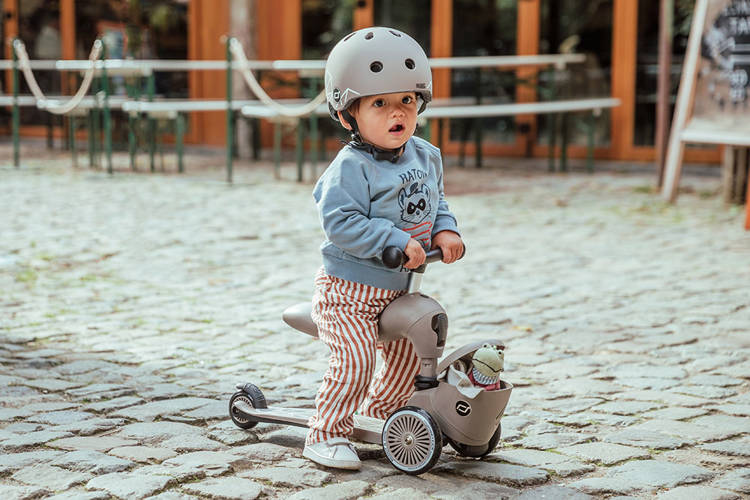 Scootandride Highwaykick 1 Lifestyle 2w1 Jeżdzik i Hulajnoga Trójkołowa z Zamykanym Schowkiem 1-5 lat Brown Lines