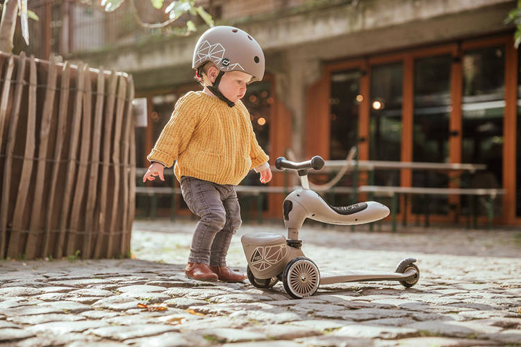 Scootandride Highwaykick 1 Lifestyle 2w1 Jeżdzik i Hulajnoga Trójkołowa z Zamykanym Schowkiem 1-5 lat Brown Lines