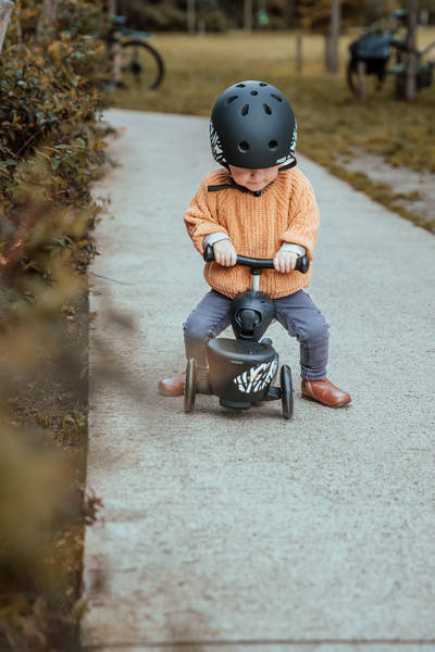 Scootandride Highwaykick 1 Lifestyle 2w1 Jeżdzik i Hulajnoga Trójkołowa z Zamykanym Schowkiem 1-5 lat Zebra