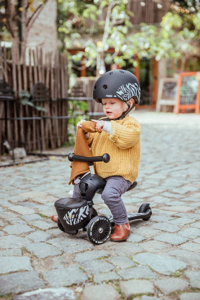 Scootandride Highwaykick 1 Lifestyle 2w1 Jeżdzik i Hulajnoga Trójkołowa z Zamykanym Schowkiem 1-5 lat Zebra