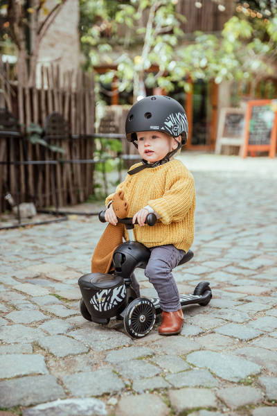 Scootandride Highwaykick 1 Lifestyle 2w1 Jeżdzik i Hulajnoga Trójkołowa z Zamykanym Schowkiem 1-5 lat Zebra