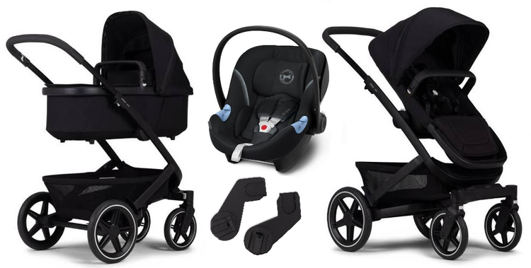 Joolz Geo 3 Wózek Głęboko-Spacerowy Mono + Cybex Aton M Fotelik Samochodowy 0-13kg +Adaptery Górne Brilliant Black