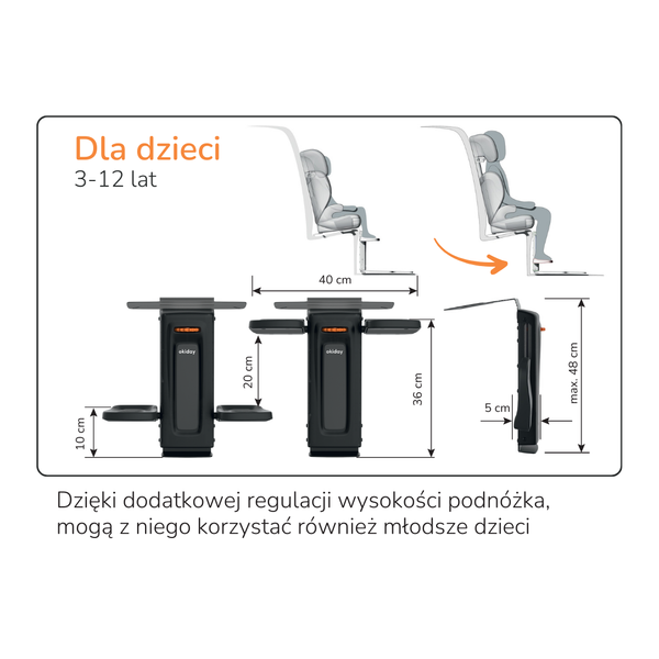 Okiday Stópołapki Podnóżek do Dziecięcych Fotelików Samochodowych Czarny