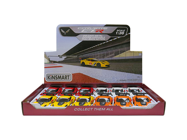 Металлическая авто моделька 2016 Corvette C7.R Race Car 1:36 в коробке KT5397W