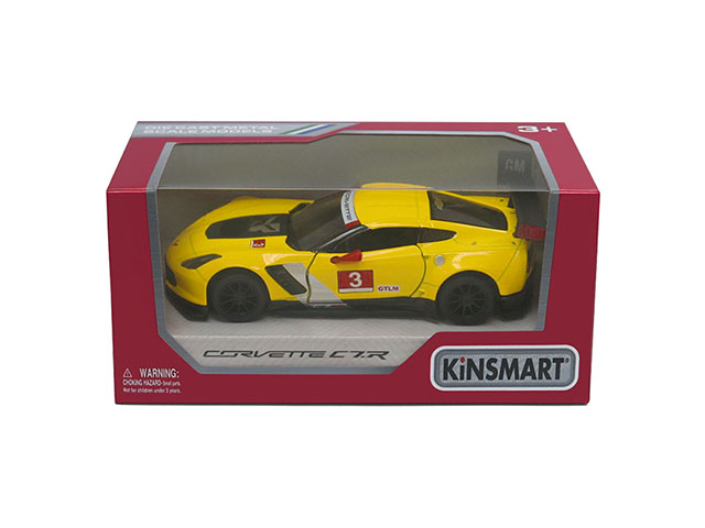 Металлическая авто моделька 2016 Corvette C7.R Race Car 1:36 в коробке KT5397W