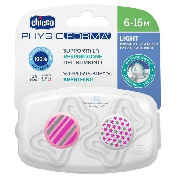 Chicco PhysioForma Light Smoczek Silikonowy 2-6m 2szt. Różowy