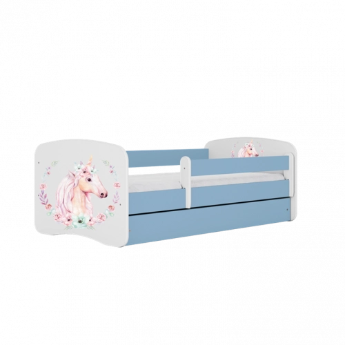 Bed babydreams blue horse without drawer with mattress 180/80