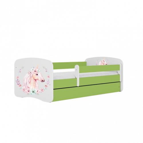 Bed babydreams green horse without drawer with mattress 160/80