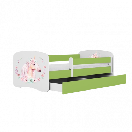 Bed babydreams green horse without drawer with mattress 160/80