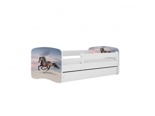 Bed babydreams white galloping horse without drawer with mattress 180/80